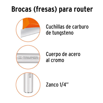 Truper BROU-MACH5/8X, Juego de machimbrador, 5/8", con balero