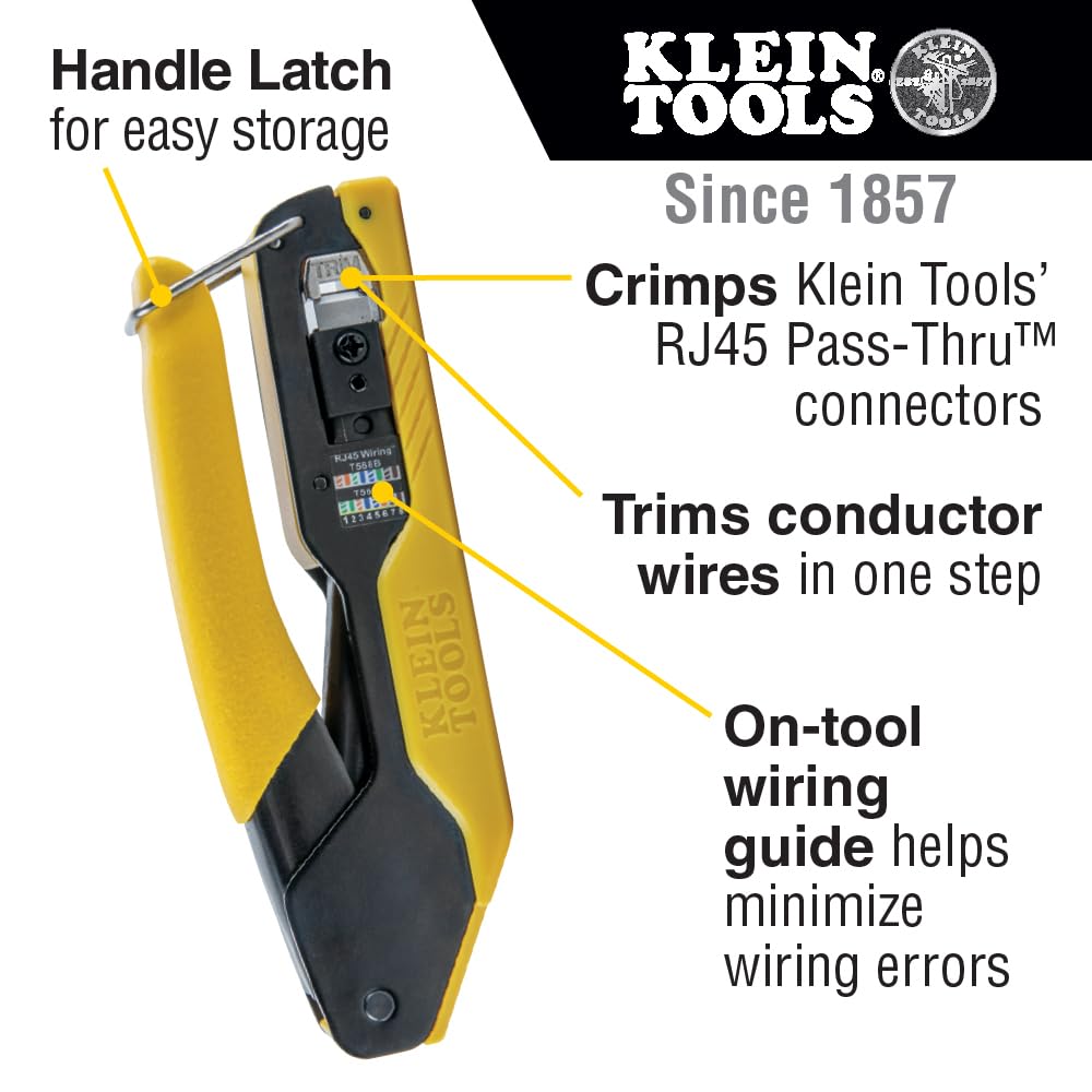 Klein Tools 80017 - Crimpadora de cable de datos y enchufe modular de datos CAT6, paquete de 50 herramientas, kit de herramientas de instalación de paso, 2 piezas