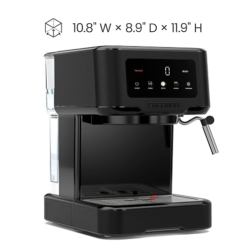 Chefman CraftBrew - Máquina de café expreso digital con bomba de 15 bares con varita de vapor para latte y capuchino, máquina de café espresso compacta con depósito de agua extraíble de 1,5 l, color