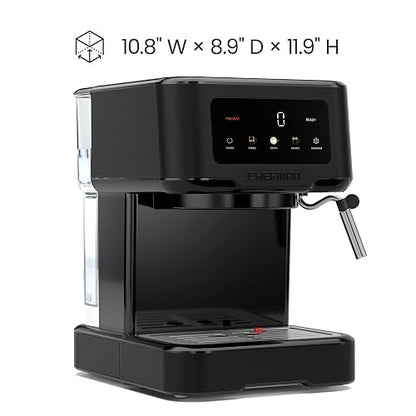 Chefman CraftBrew - Máquina de café expreso digital con bomba de 15 bares con varita de vapor para latte y capuchino, máquina de café espresso compacta con depósito de agua extraíble de 1,5 l, color