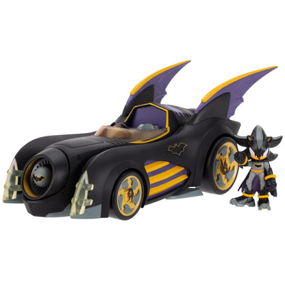 Jakks Pacific DC x Sonic The Hedgehog Figura de Acción 6 cm - Batman de sombra de 2.5 pulgadas con batmóvil