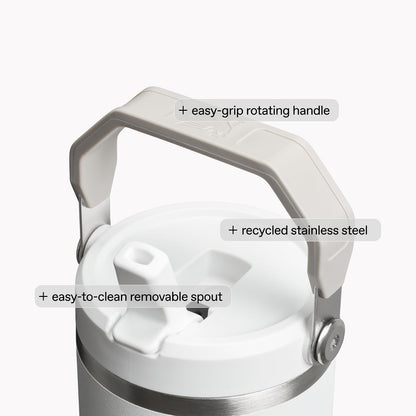 STANLEY IceFlow 2.0 - Vaso con popote abatible con asa de 14 onzas, tapa giratoria y popote abatible, botella de agua a prueba de fugas, acero inoxidable aislado, sin BPA, cuarzo rosa