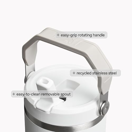 STANLEY IceFlow 2.0 - Vaso de popote, 30 onzas, pluma de vidrio marino | Mango fácil de transportar, tapa giratoria y popote abatible | Botella de agua resistente a fugas | Acero inoxidable aislado