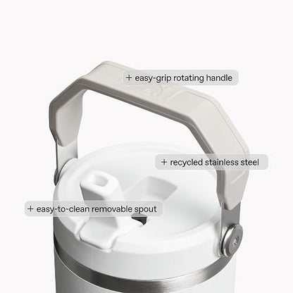 STANLEY IceFlow 2.0 - Vaso de popote, 30 onzas, pluma de vidrio marino | Mango fácil de transportar, tapa giratoria y popote abatible | Botella de agua resistente a fugas | Acero inoxidable aislado