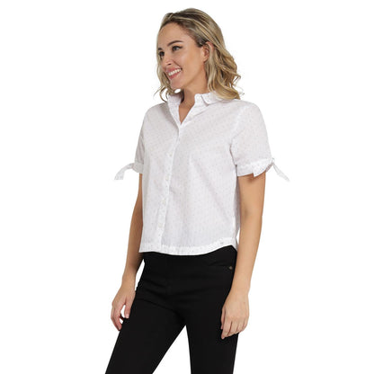 Lee Camisa Slim Fit de Algodón para Mujer, Blanco, CH