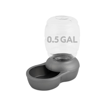 Petmate Bebedero de Gravedad con Microban para Perros y Gatos - 0.5 GAL - Plateado