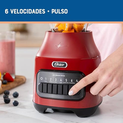 Oster Licuadora con Vaso de Vidrio y 6 Velocidades más Pulso