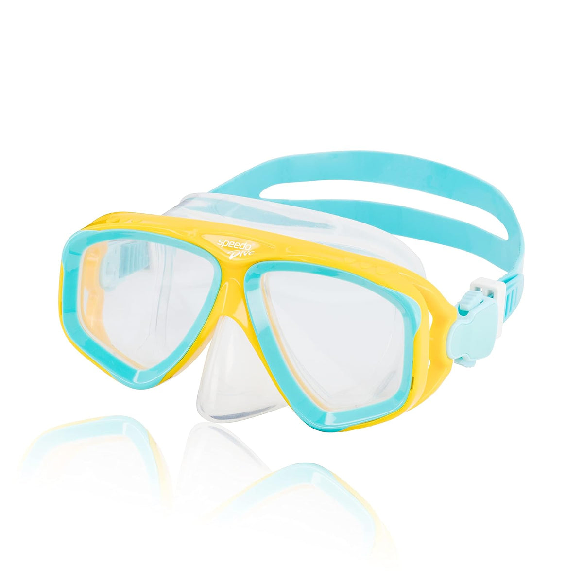 Speedo Unisex-Child Swim Snorkel Dive Mask Anti-Fog with Nose Cover Adventure Series - Spectra Yellow - Clear