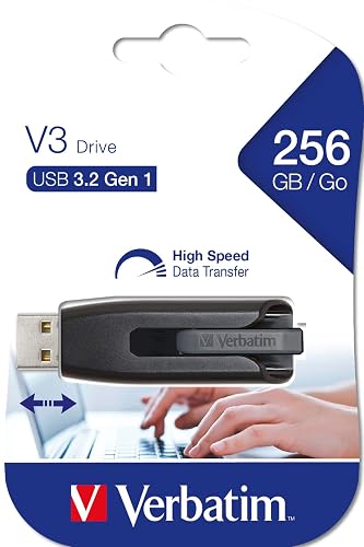 Verbatim Memoria Flash Store 'n’ Go® V3 USB 3.2 Gen 1 de 256 GB – Gris