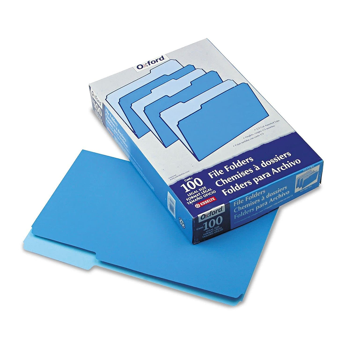 Pendaflex Fólder Bitono, Ceja 1/3, Caja Con 100, Color Azul, Tamaño Oficio 153 1/3 BLU