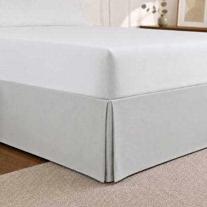Cathay Home Falda de Cama Plisada de Microfibra - Queen - Gris claro