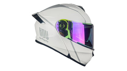 KOV Casco Thunder Waves Blanco ABATIBLE para Moto Certificado Dot