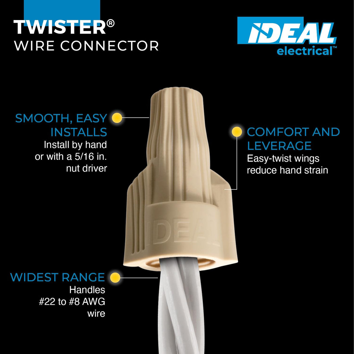 IDEAL Electrical 30-341P - Conector de alambre Twister, modelo 341 bronceado, (100/bolsa)