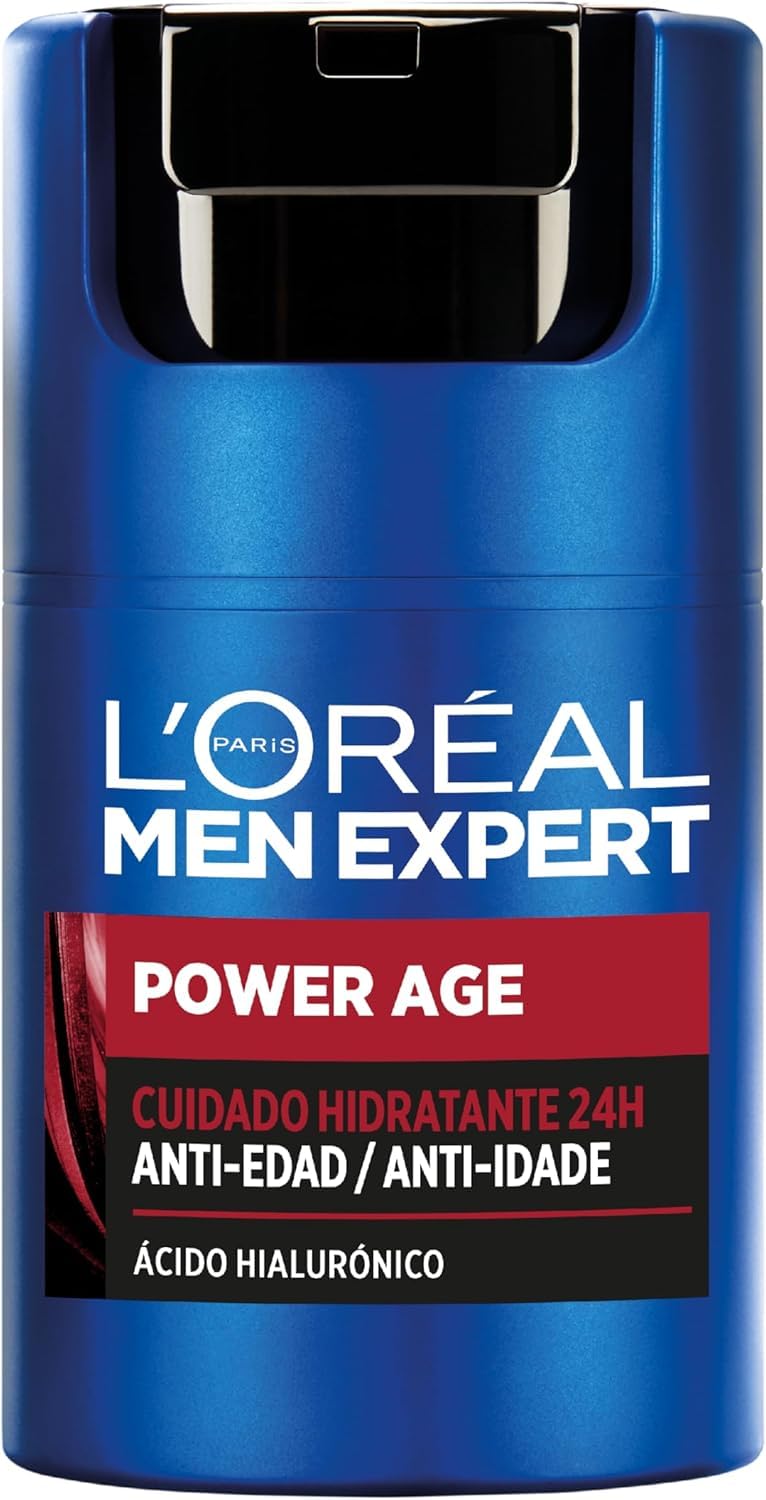 L'Oréal Paris Men Expert Stop Arrugas Crema Antiedad Hidratante 50 ml | Desarrollada para la piel masculina, hidrata y ayuda a dar vitalidad al rostro mientras combate las líneas de expresión