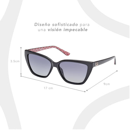 Guess Lentes de Sol GU7919 para Mujer Color Negro Brillante, Armazón Inyectado con Detalles Metálicos, Micas con Protección UV Polarizado Nivel 3, Polarizado