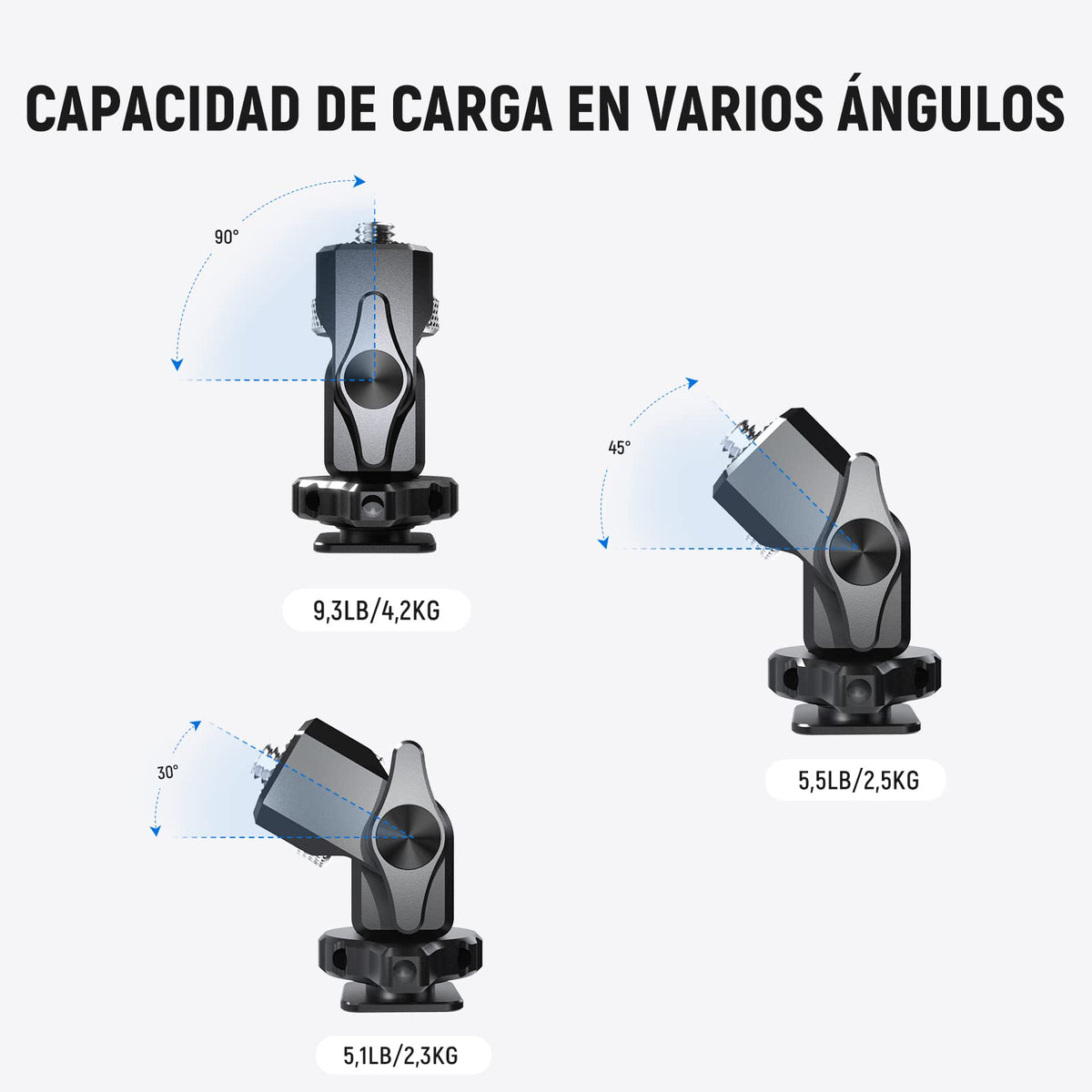 NEEWER Soporte para Monitor de Campo de 5" y 7" con Montura de Zapata fría 1/4",Giro de 360° Amortiguación de inclinación de 180° ajustable, Compatible con Atomos Ninja V Mango de Jaula SmallRig,MA002
