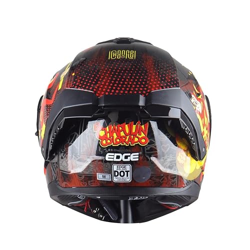 Casco Modular - Chapulin - Visor Anti Baho Motocicleta Marca Edge - Visor Doble ANTIVAHO Certificado Dot Moto - Cascos Motocross Pegatina Pegatinas Protector Mujer Hombre