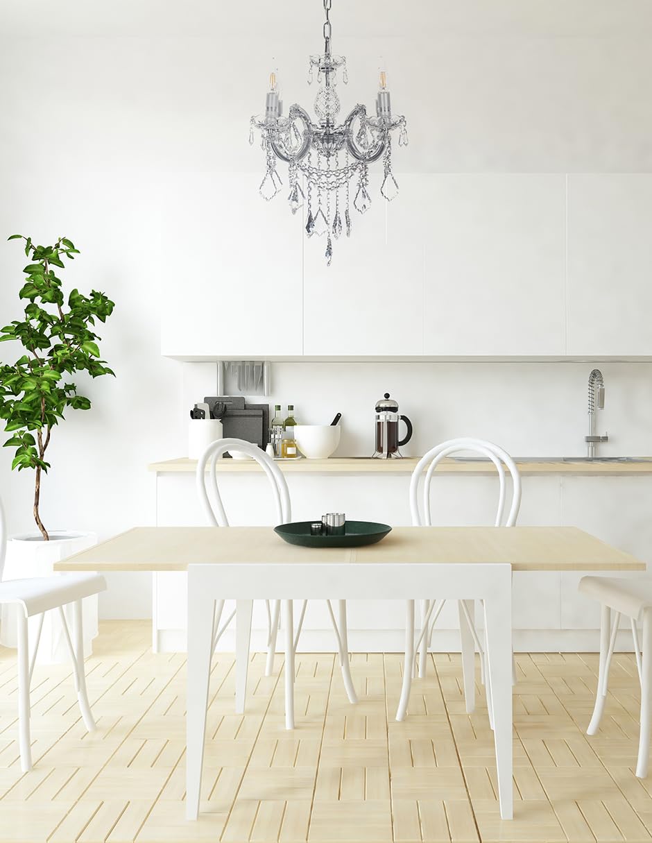 Candil Colgante Gamalux María Theresa 4 Luces Cristal Alta Calidad Plata Modelo RG5006-4L CH Lámpara moderna con acabado cromado y cristal cortado para estilo exclusivo