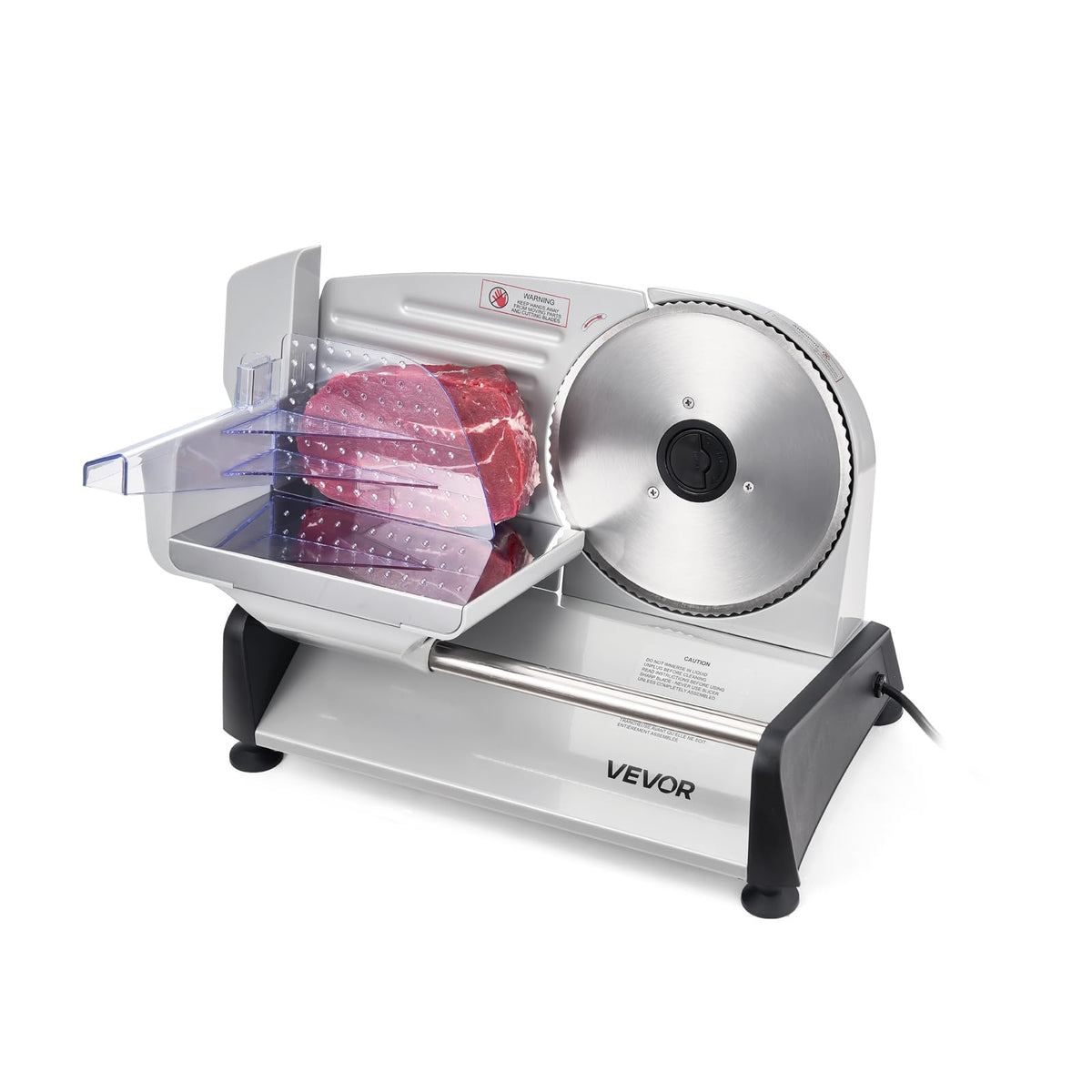 VEVOR Rebanadora de carne, cortadora eléctrica de fiambres de 7.5 pulgadas y 200 W con cuchilla SUS420, grosor ajustable de 0 a 0.6 pulgadas, con certificación ETL para carne, jamón, baguett y filete.