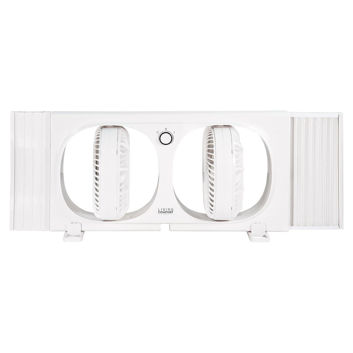 Comfort Zone Living Comfort Ventilador de ventana doble de 9 pulgadas con 2 velocidades y cabezales giratorios individualmente de 180°, visualización extraíble para insectos, ideal para el hogar