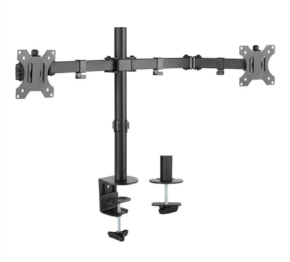 Manhattan - Soporte para Monitor, Adaptable a Pantalla de 13" a 32", hasta 8 kg de Carga, Montaje para 2 Pantallas en Escritorio, para Monitor de Pantalla Plana, Movimiento articulado, Ajuste Altura