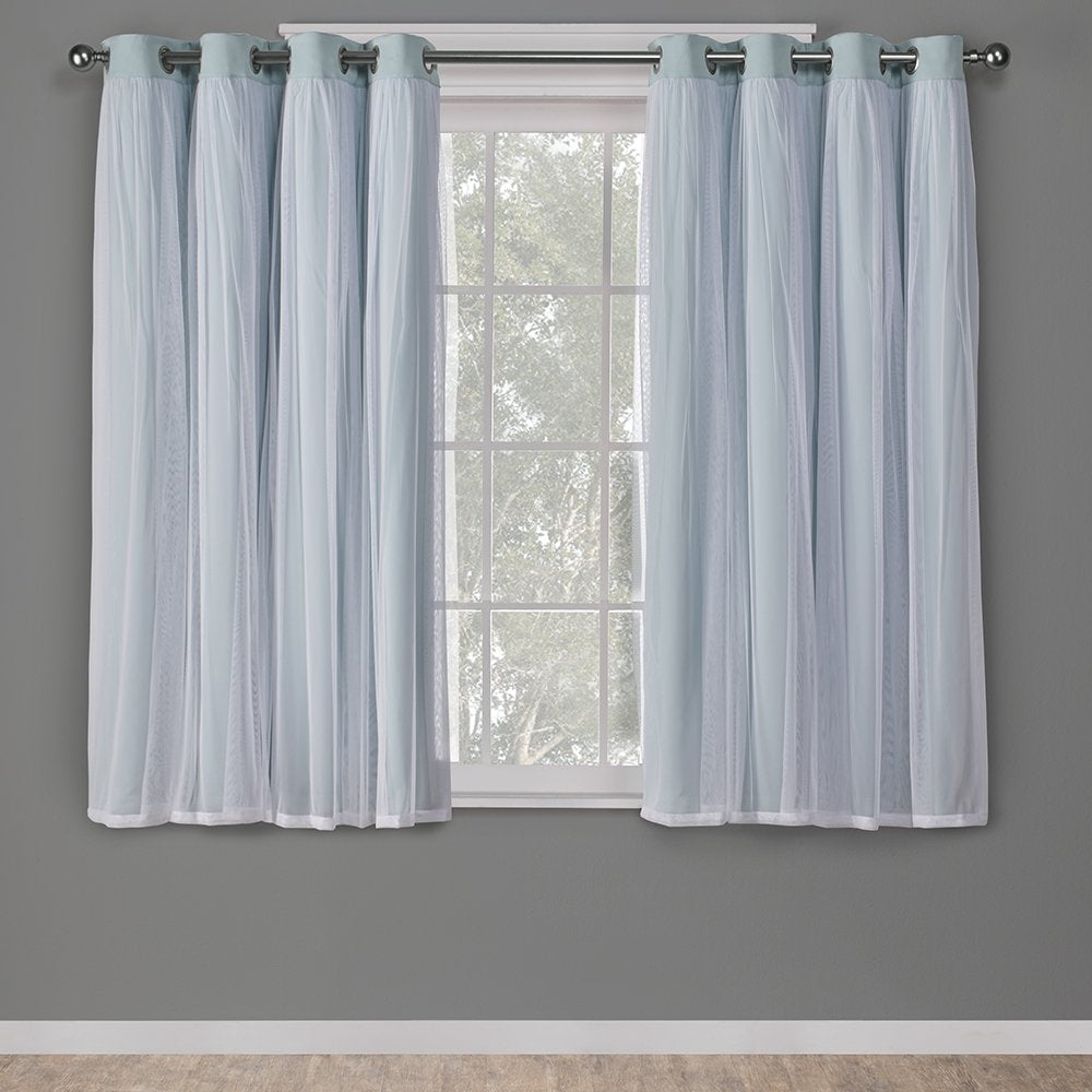 Exclusive Home Cortinas Talia con Ojales, Doble Capa - Agua - 132.1An x 160Al cm (2 Paneles)