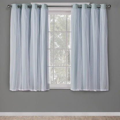 Exclusive Home Cortinas Talia con Ojales, Doble Capa - Agua - 132.1An x 160Al cm (2 Paneles)