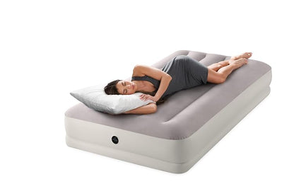 Intex Dura-Beam Colchón de Aire Tamaño Doble 64177E | Altura media 30.5 cm, capacidad 300 kg, bomba USB Quickfill, fibra Fiber-Tech, superficie aterciopelada