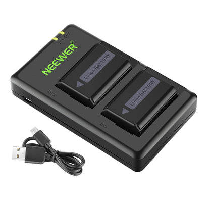 NEEWER Kit de 2 Baterías y Cargador Doble para Cámara - NP-FW50