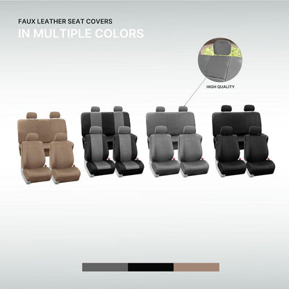 FH-PU005114 Exquisite Leather Car Seat Covers, Airbag Compatible and Rear Split Gray Color