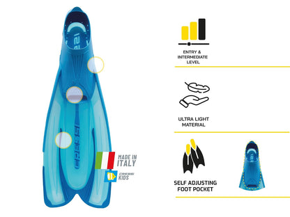 Cressi - Aletas de esnórquel para Adultos con Bolsillo Completo autoajustable y cómodo para los pies, perfectas para Viajar | Agua: Fabricadas en Italia