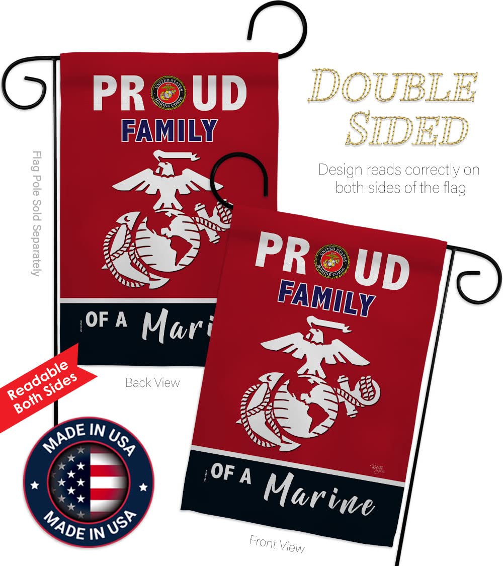 Breeze Decor Bandera de jardín de la familia orgullosa de las Fuerzas Armadas del Cuerpo de Marines USMC Semper Fi de los Estados Unidos de América, Militar de veteranos de jubilación oficial para la casa de jubilación, regalo de doble cara, fabricado en 