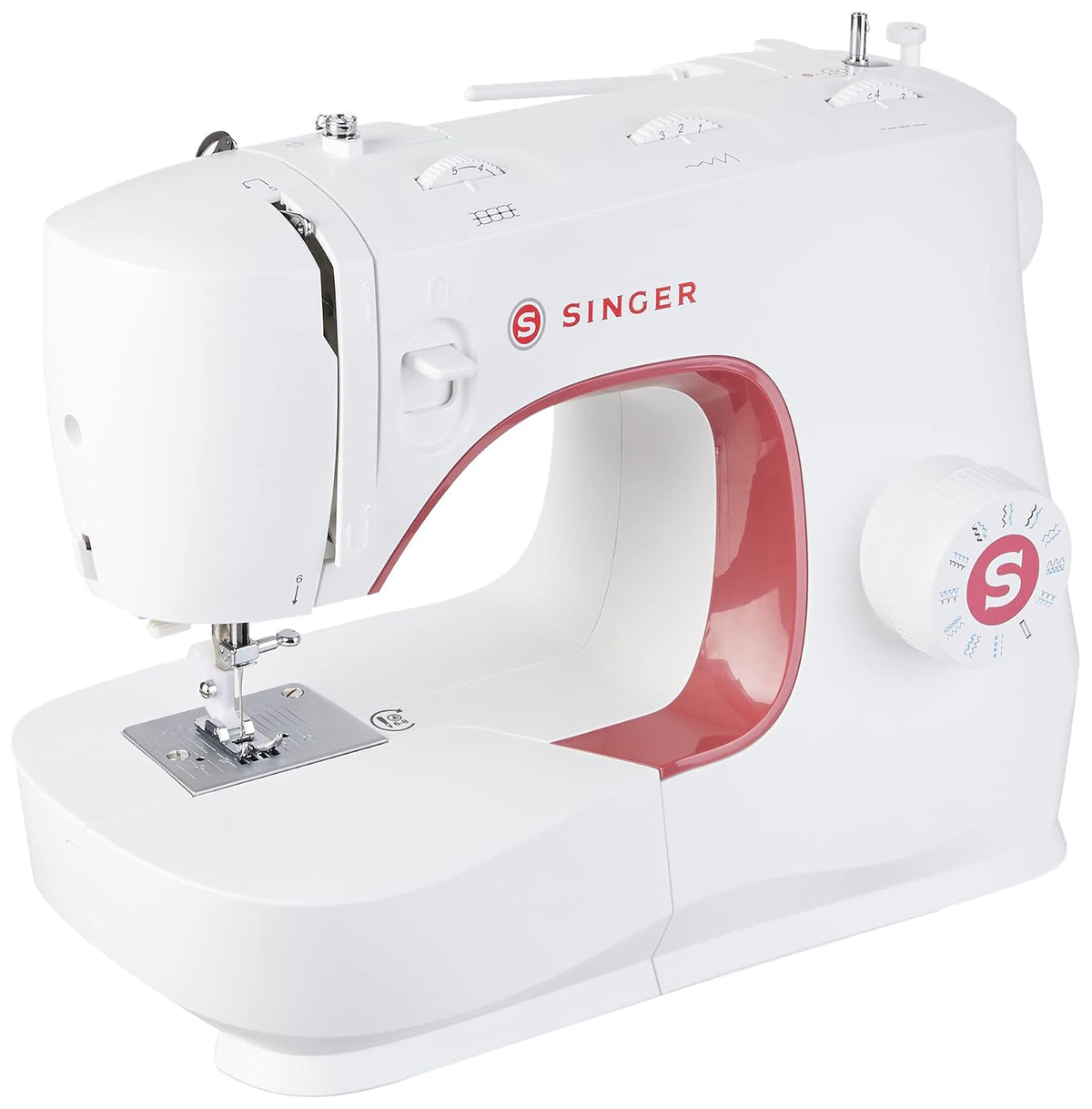 SINGER MX231 - Máquina de coser ligera y portátil con kit de accesorios y pedal | 97 aplicaciones de puntadas, luz LED y ojal de 1 paso, ideal para manualidades y reparaciones