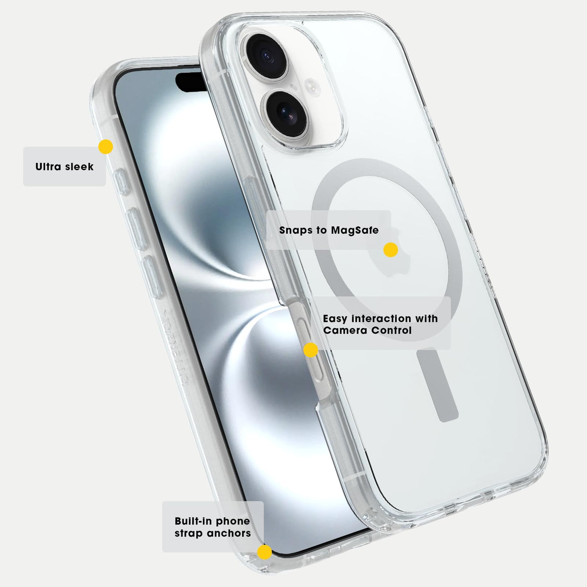 OtterBox - Funda Transparente para iPhone 16 Pro MAX Symmetry Series, Transparente (se envía en Bolsa de plástico, Ideal para Clientes de Negocios)