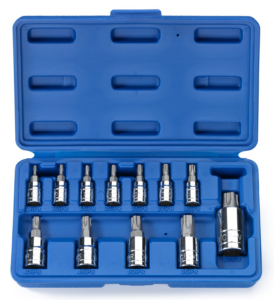 Neiko 10085A Juego de llaves Torx Plus a prueba de manipulaciones | 12 piezas | 8 IPR - 60 IPR | Estrella de 5 puntos | Acero Cr-V y S2 | Caja moldeada por soplado ABS de alto impacto - A prueba de manipulaciones