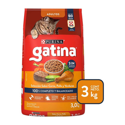 Felix Purina Gatina Adulto Todos los Tamaños Sabor Carne, Pollo y Verduras 3Kg