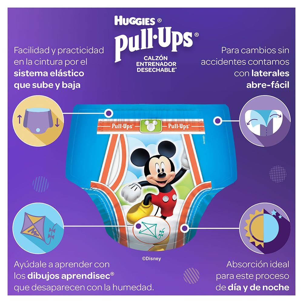 Huggies Pull-Ups Calzoncitos Entrenadores, Talla Mediana Niño, Paquete con 30 Piezas, Ideal para niños de entre 12 a 15 kg