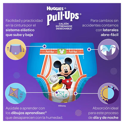 Huggies Pull-Ups Calzoncitos Entrenadores, Talla Mediana Niño, Paquete con 30 Piezas, Ideal para niños de entre 12 a 15 kg