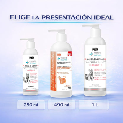 Fancy Pets Aceite de Salmon para Perros y Gatos Medical Solutions con 490ml | Omega 3 con DHA y EPA | Suplemento para Piel Sana, Pelaje Brillante y Sistema Inmune Fuerte