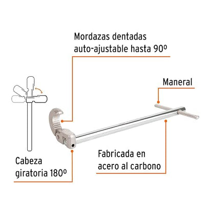 Truper LLAP-12, Llave para plomero fabricada en acero, 12"