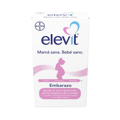 Elevit Embarazo y Lactancia, Multivitamínico con Ácido Fólico y Hierro, Ayuda el Sano Desarrollo de los Órganos de tu Bebe, Vitaminas para Mujer y Bebé, 2 Pack 30 Tabletas