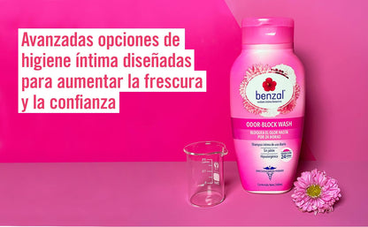 Benzal Jabón Íntimo Femenino, Odor Block, Protección 24h, 3 Pack 355ml