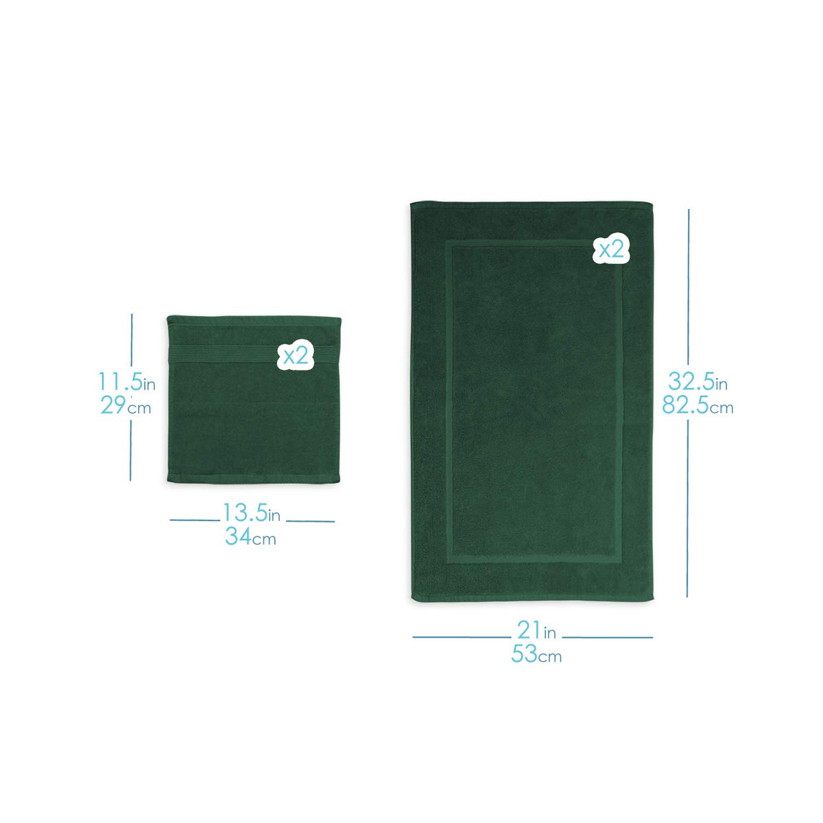 Hearth & Harbor - Toallas de Lujo 100% algodón Hilado en Anillo, Ultra Suaves y Altamente absorbentes, Toallas de baño, tapete de Piso, Color Verde Cazador