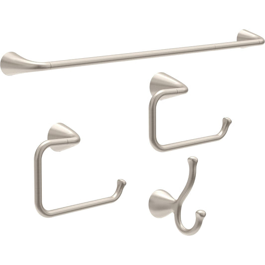 Delta ARV64-DN Arvo Juego de 4 Piezas de Accesorios de baño de 18 Pulgadas con Extensor de 6 Pulgadas, Soporte para Papel higiénico, Anillo de Toalla, Gancho, níquel Cepillado