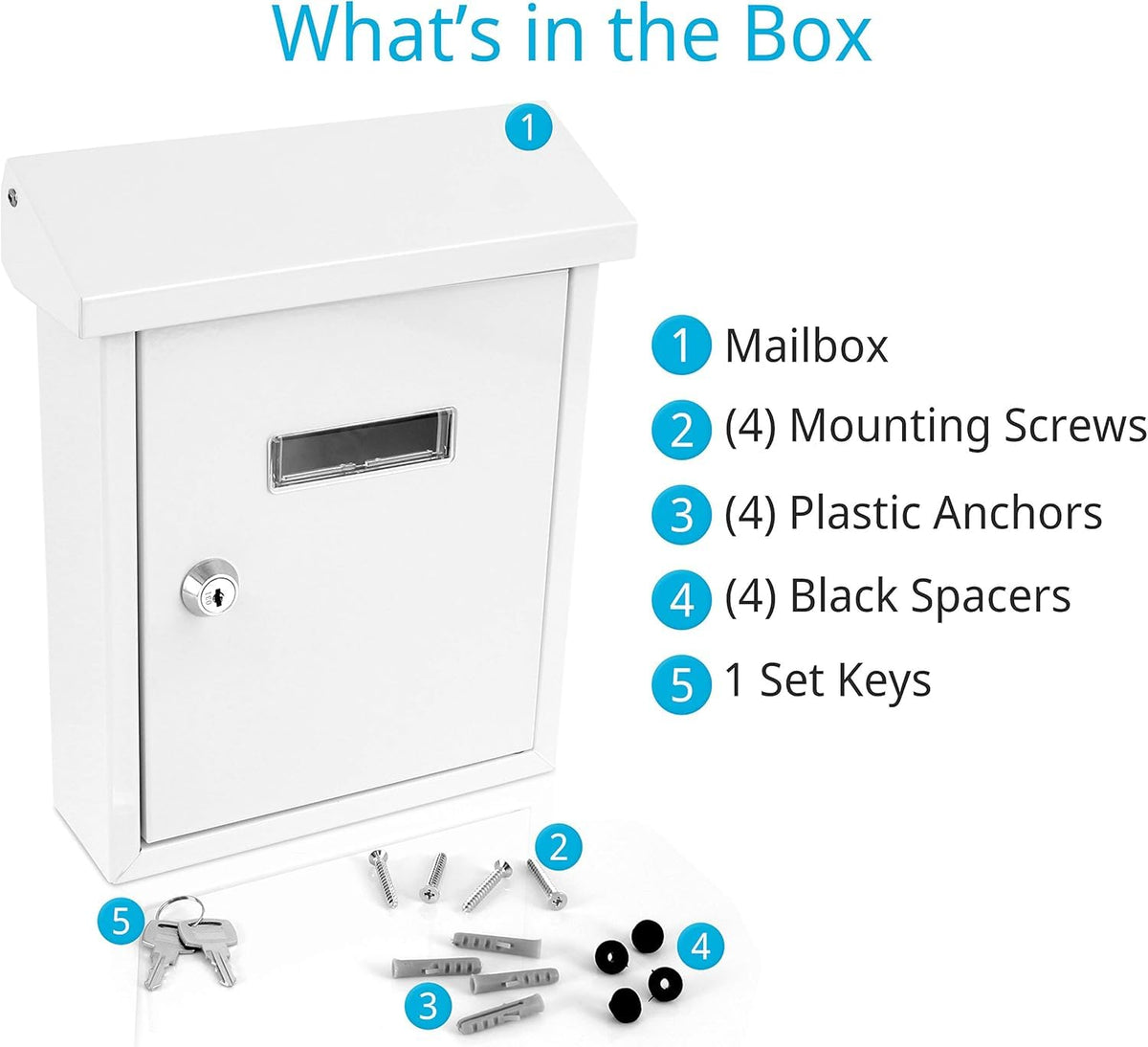 Serenelife Buzón de Pared a Prueba de Intemperie con Cerradura, Acero Galvanizado, Tapa Metálica para Cartas, Periódicos y Dinero, Buzón para Exterior, Oficina, Casa y Negocios