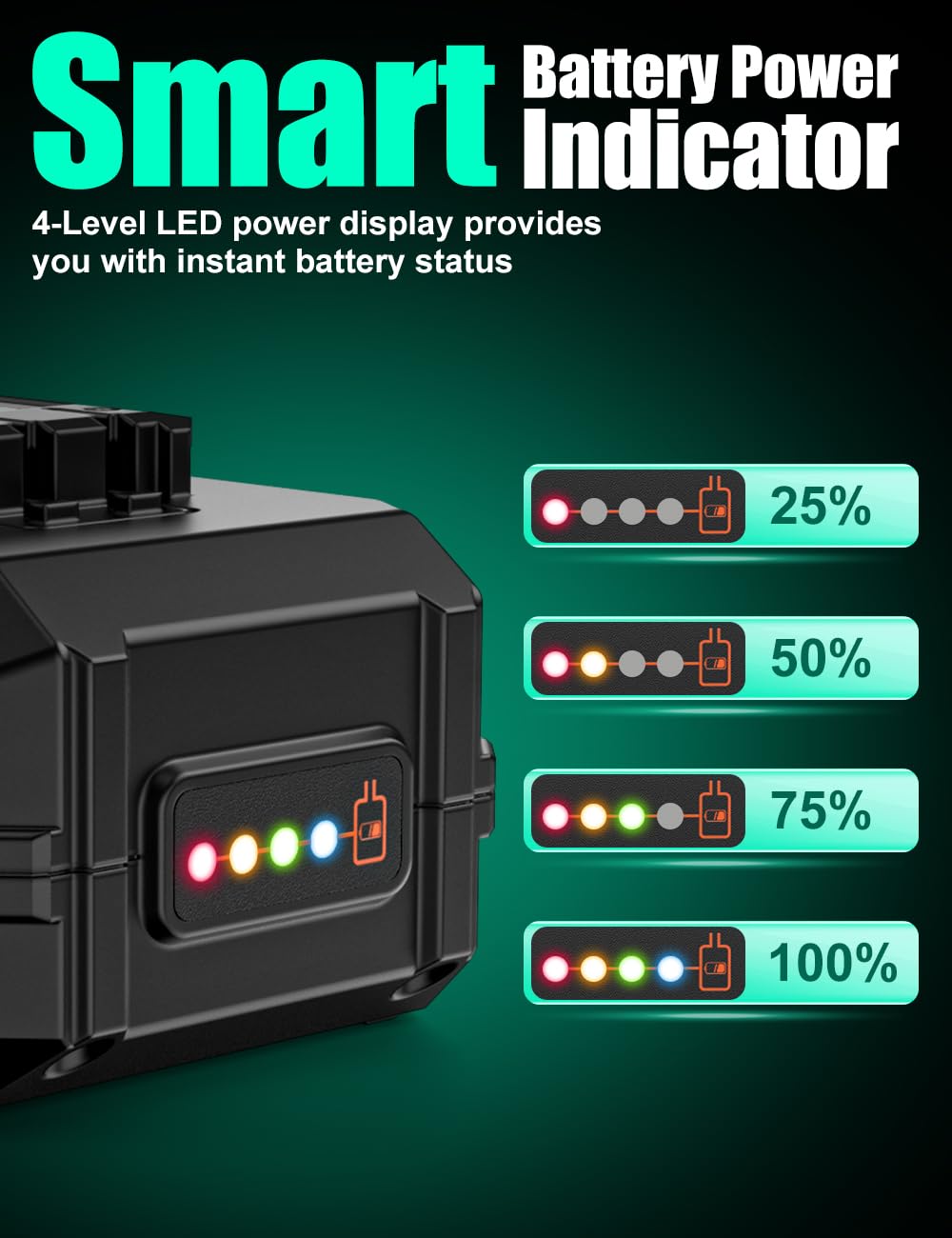 KIMO - Paquete de 2 baterías de 20 V 4000 mAh para taladro KIMO de 20 V, soplador de hojas, amoladora angular, sierra alternativa, herramienta oscilante, clavadora Brad - tecnología de protección de