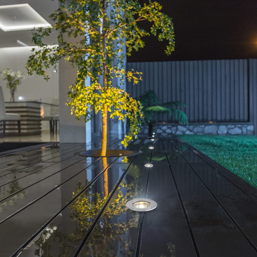 Tecnolite - Lámpara de Piso LED Empotrable Exterior 6 W, Luz Suave Cálida, IP65, LED Integrado