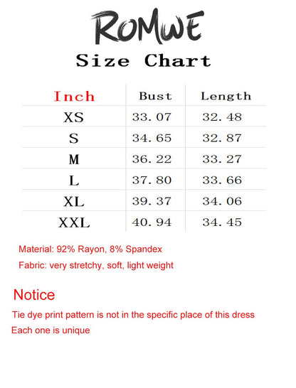 Romwe Women's Tie Dye T-Shirt Sleeveless Casual Loose Swing Dress Tunic Top Pink L