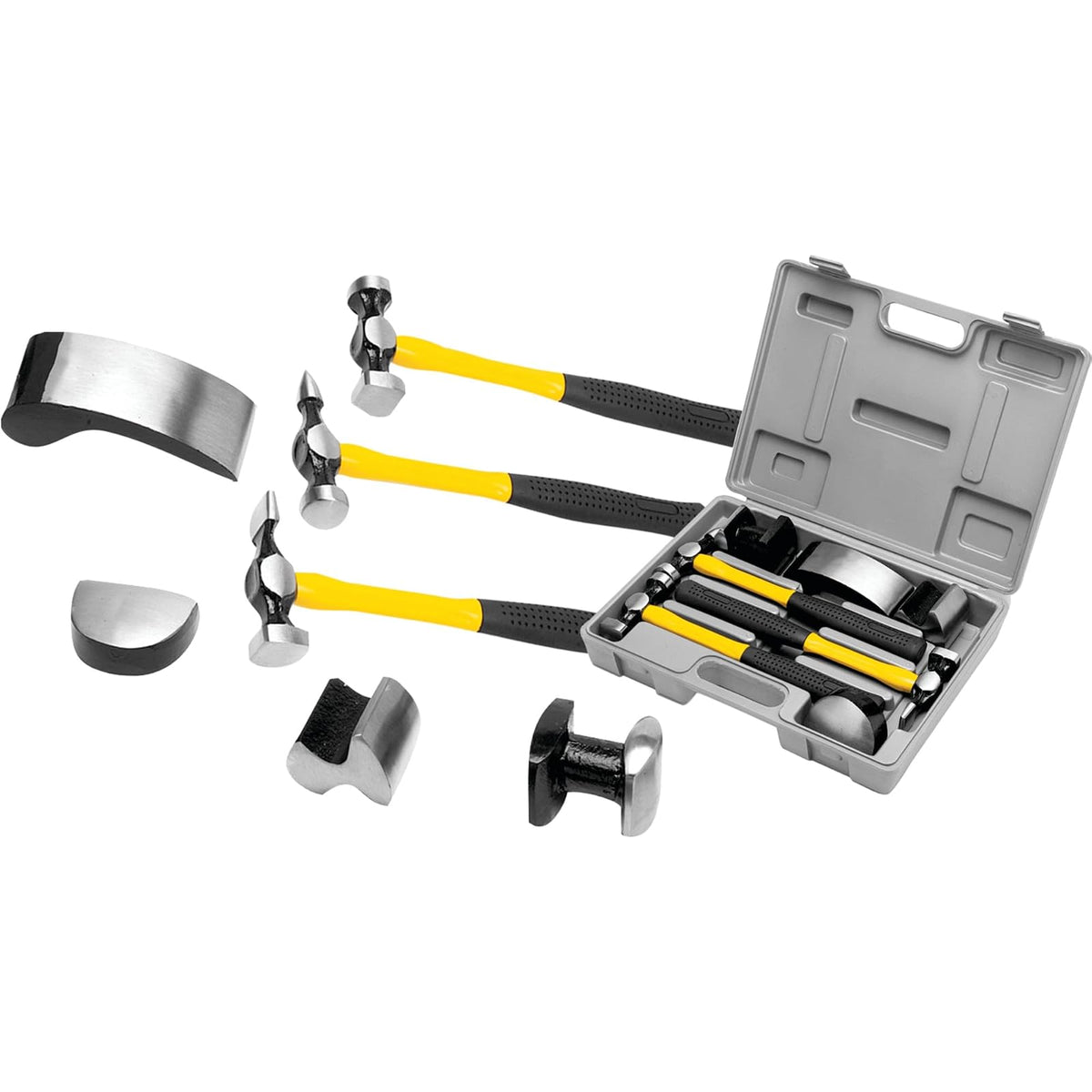 Performance Tool Kit de Reparación de Carrocería con Martillos de Fibra de Vidrio M7007, 7 Piezas, Amarillo y Negro