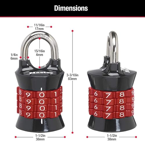 Master Lock 1535D - Juego de candado de combinación, 1 paquete, los colores pueden variar